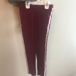 Maroon and cream girls leggings